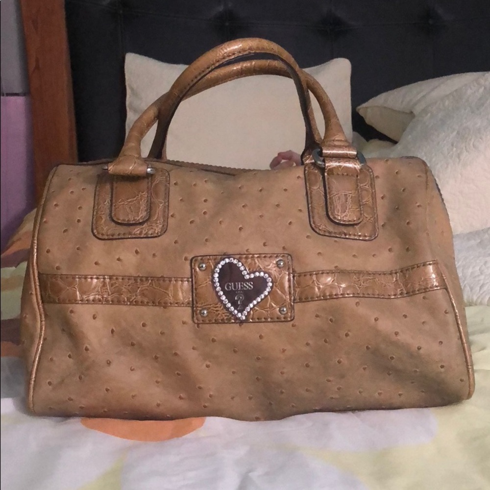 GUESS Beige Burnley Box Satchel